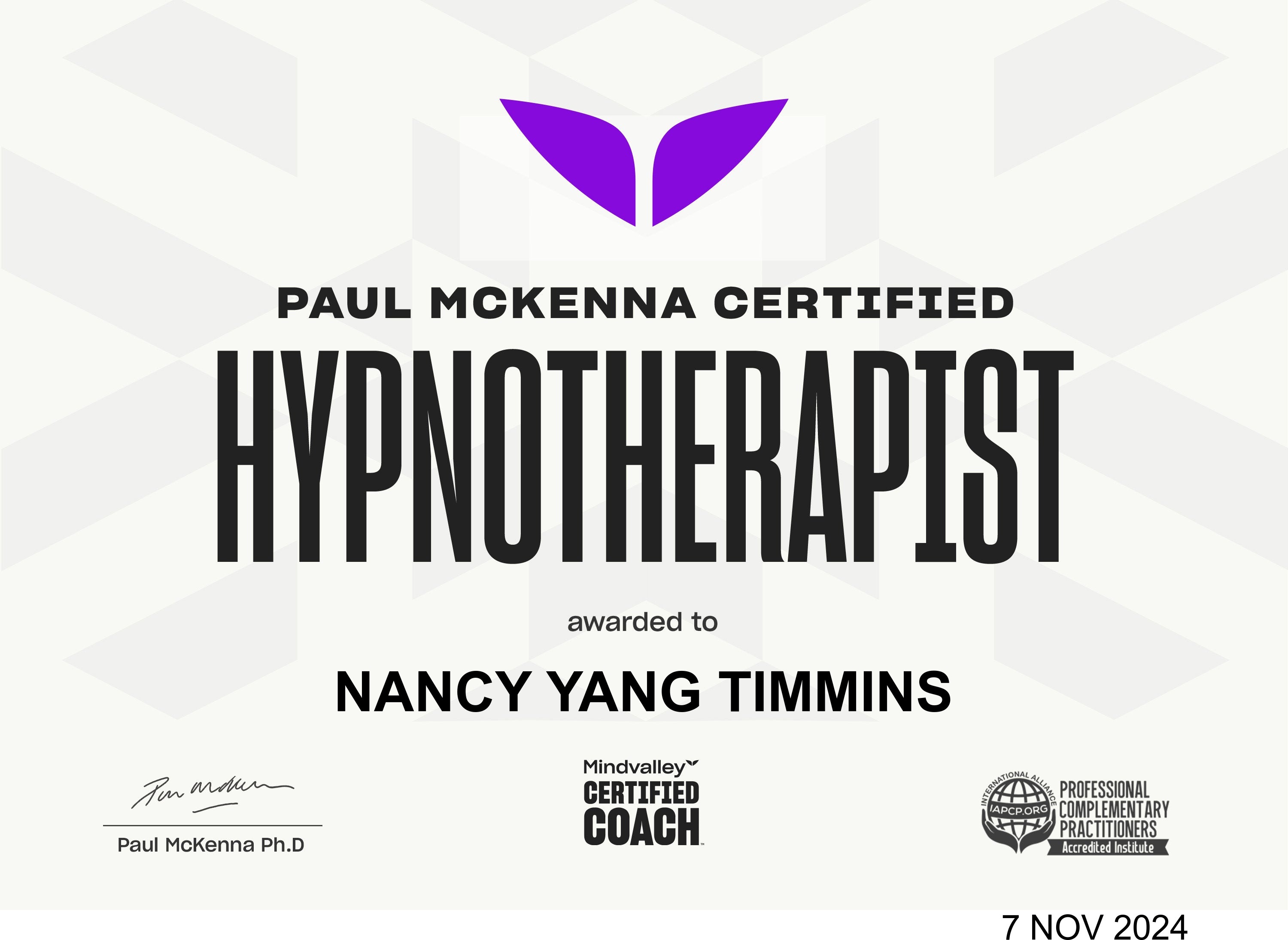 Paul McKenna Certified Hypnotherapist